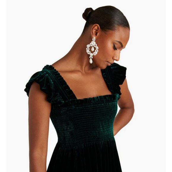 💕HILL HOUSE💕 The Akilah Nap Dress ~ Emerald Green Velvet Small S NWT - Picture 3 of 16